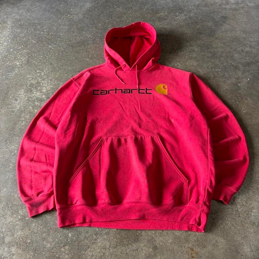 Vintage‎ 90s Carhartt Red Workwear Hoodie Mens Large Pullover Graphic Logo